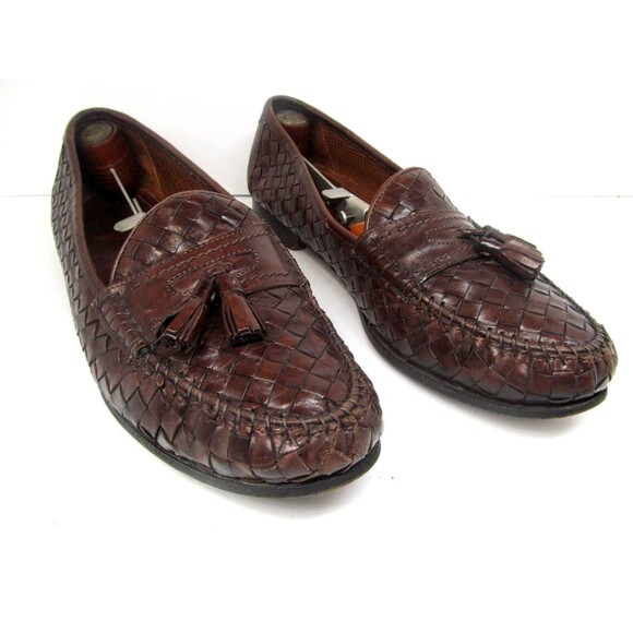Allen Edmonds Tobago Mens Brown Leather Woven Tassel Loafers Size US 10.5 D